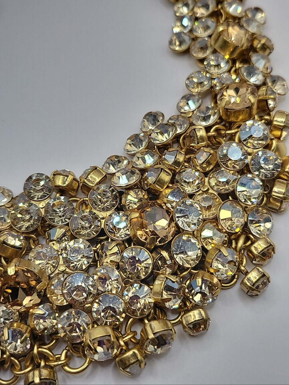 J. Crew Retired Crystal Statment Bib Necklace Champagne Rhinestones NWT. Rare - Picture 8 of 11